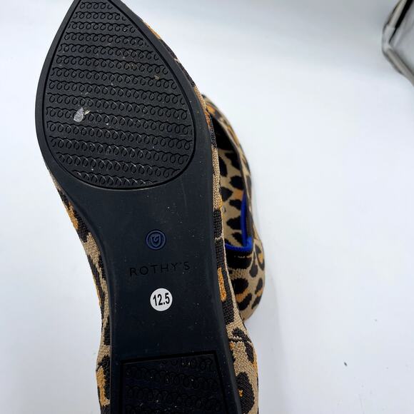 Rothy's  The Point Desert Cat Leopard Print Washable Women's Flats - Size 12.5 - Picture 8 of 9